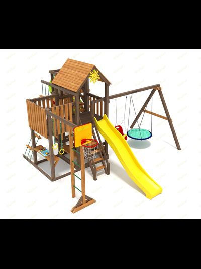 Детская площадка IgraGrad Панда Фани с балконом мод.1 и трубой 2.1м