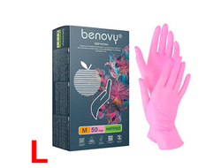 Нитриловые Перчатки "Benovy" (L) pink (50 пар)