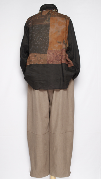 Рубашка Бохо "КРАПИВА КОМБИНИРОВАННАЯ" черная орнамент до р.52