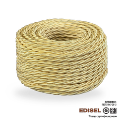 Витой ретро провод 3х1.5 золотой шелк бухта