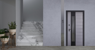 Стальная дверь   Снегирь с окном (терморазрыв 3к). Заказная модель.