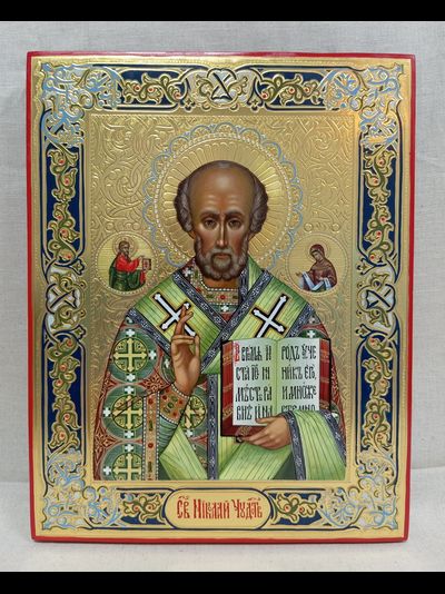 Николай Чудотворец, архиепископ Мирликийский, Святитель. Рукописная православная икона 22х28см.