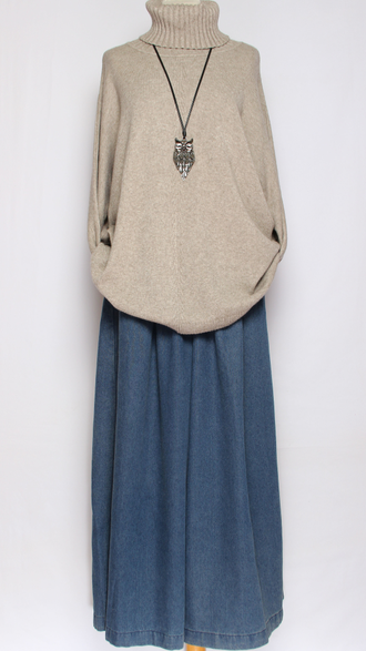 Свитер "ПУГОВИЦЫ СБОКУ И РАЗРЕЗЫ" морская волна, серый   р.46-54