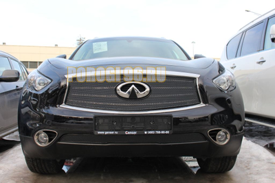 Защита радиатора Infiniti FX37 2010-2012/FXII37 2012-2013/QX70 2013- (дизель) black низ PREMIUM