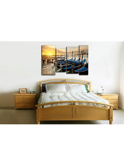 Модульная картина "Гондальеры на пристани"