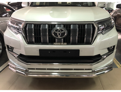 Защита переднего бампера двойная d76/42 для Toyota Land Cruiser Prado 150 Style (2018-...)