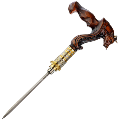 Изящная авторская трость с рогатым быком "Бык с рогами"