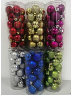 Елочные игрушки "Ассорти" Шары в тубе (24 шт) #WL 4024 10уп(1уп-24шт).