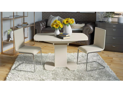 Стол обеденный «Портофино» 1300 Бежевое/Стекло бежевое матовое LUX