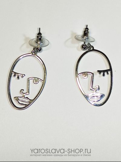 о-278.  Серьги-пусеты контуры лица.