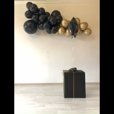 Оформление взрослого дня рождения в чёрно-золотом цвете № 1466