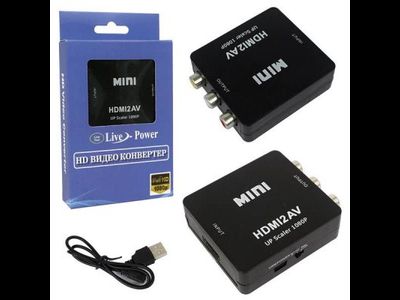 Адаптер H122 Mini HDMI2AV 1080p Converter to 3 rca (Black) 10pcs