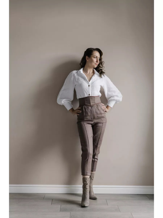 Пояс широкий корсетный для платья коричневый