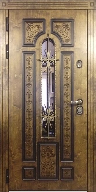 Дверь металлическая "АРКТИКА" палисандр + Vinorit дуб золотой с чёрной патиной