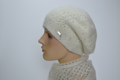 Vizio берет и шарф 1341 белый комплект зима 2024 - 2025