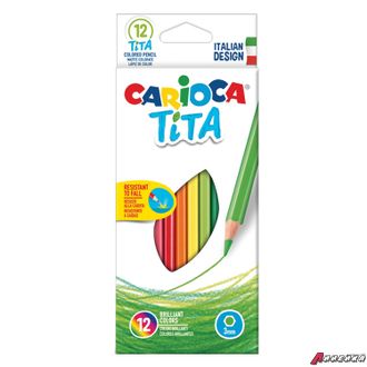 Карандаши цветные CARIOCA «Tita», 12 цветов, пластиковые, грифель 3 мм, шестигранные, европодвес. 181276