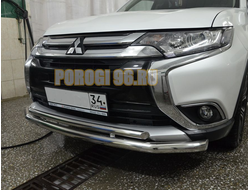 Защита переднего бампера двойная d60/42 для Mitsubishi Outlander 2015-2018