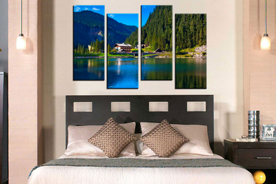 Модульная картина "Отдых у реки"