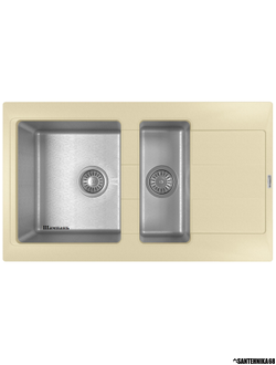 Кухонная комбинированная керамическая + нерж мойка Florentina КОМБИ 860К Антрацит, грей, жасмин, песочный, шампань