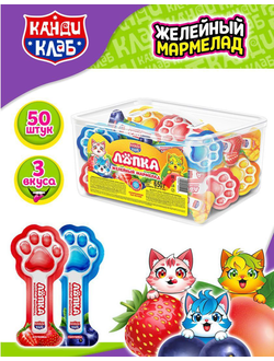 Желейный мармелад на палочке "Лапка" ассорти 13г*50шт*12 блоков