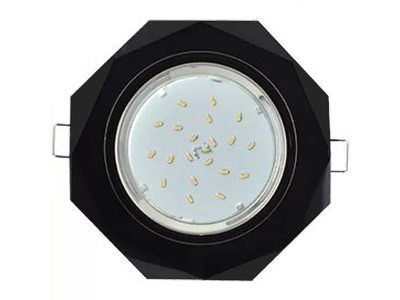 Светильник встраиваемый Ecola GX53 H4 5312 Стекло 8-угольник хром-черный 38x133 FP538AECH