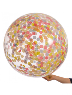 Шар гигант с конфетти радужный