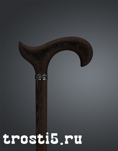 Красивая классическая трость из венге с орнаментом на кольце