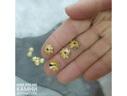 Шапочки ЛЮКС "Завитушки" 10 мм, позолота 14 К, цена за набор