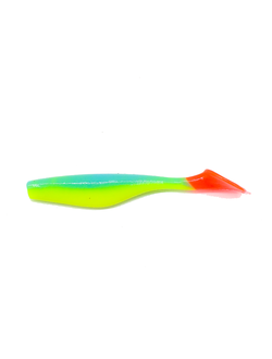 Силиконовая приманка Fish3 Поисковая Bass Assassin 4 желтый/голубой с оранжевым хвостом