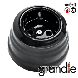 Керамическая ретро розетка EDISEL Grande черная