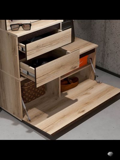 Берген вешалка с зеркалом прихожая Дуб делано/Венге