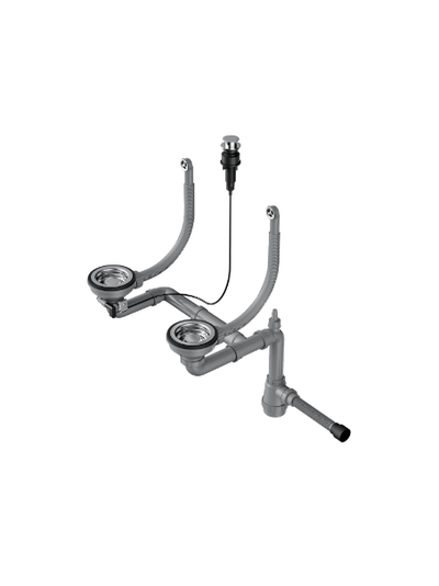 Арматура с клапаном-автоматом для двухчашевых моек с круглыми переливами WK-2-R-A IN