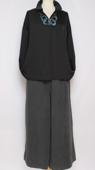 РУБАШКА БОХО "ШЁЛК  АТЛАСНЫЙ " фуксия, малахит, чёрная р.48-54