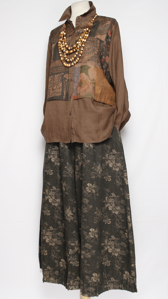 Рубашка Бохо "КРАПИВА КОМБИНИРОВАННАЯ" шоколад\шоколад  до р.52