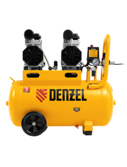 Компрессор безмасляный, малошумный DLS 1500/50, 1500 ВТ, 2x750, 50 л, 260 л/мин Denzel