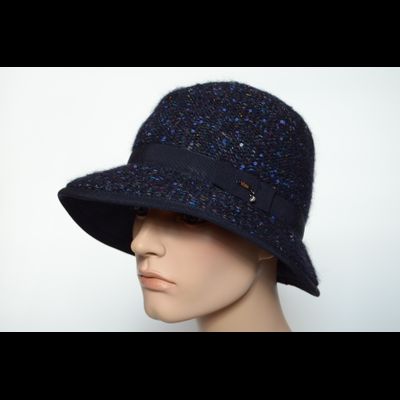 Фетровая шляпа с вязаной отделкой и пайетками Vizio Италия 6926 PL синяя