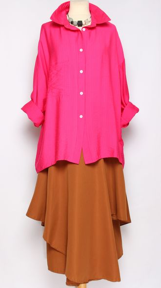 РУБАШКА ВИСКОЗА "ОДИН КАРМАН" фуксия р.56,60