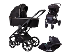Коляска 3в1 Peppy Tecla 2024 Shadow Black Chrome Edition, Черный (Verona)