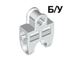 ! Б/У - Technic, Axle Connector 2 x 3 with Ball Joint Socket - Open Sides, Angled Forks with Closed Axle Holes, White (32174 / 4125555) - Б/У
