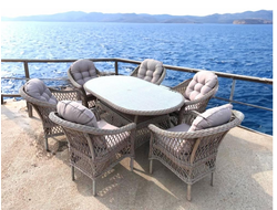 Комплект плетеной мебели T217/LV-217 Beige (6+1)