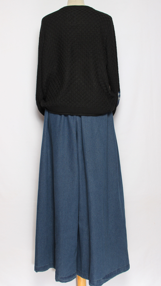 ЮБКА-БРЮКИ  джинсовая "Разрезы широкая " синяя р.46-54