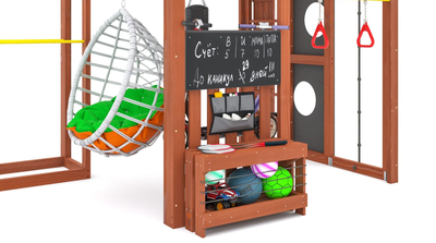 Детская площадка Савушка КУБ-1 (Махагон) с подушками и коконом