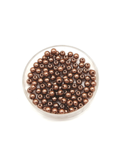 Бусины пластиковые под жемчуг 4 мм, цвет коричневый