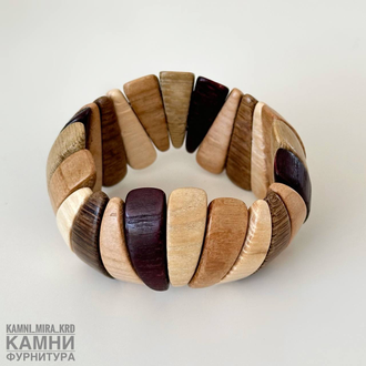 Браслеты "Зубчики" микс деревянных бусин 28,5х9-10 мм, цена за штуку