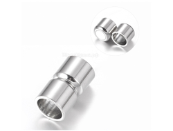 Магнитная застежка "Колонка"  - 9мм - НИКЕЛЬ / СЕРЕБРО