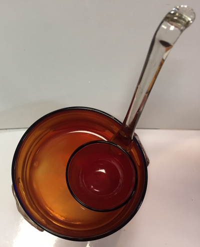 158-1/ Компотница-крюшонница с половником. Цветноес текло