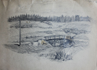 "В парке" бумага карандаш Шерстнёва 1951 год