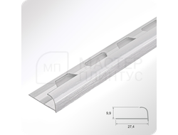 Алюминиевый окантовочный профиль для плитки ПО 10 серебро глянец браш