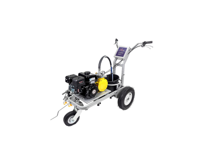 Разметочная машина AktiSpray AvS-7002MDR, комплект на 2 пистолета (7,0 л/мин, 250 бар, бензин) с витрины со следами краски, тестировался