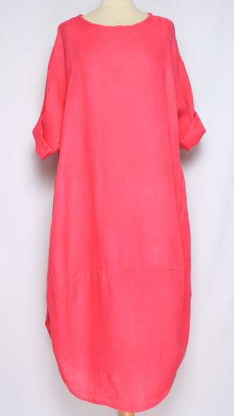 ПЛАТЬЕ БОХО ЛЬНЯНОЕ "ТЮЛЬПАН РАЗРЕЗЫ" красное, оранжевое, розовое, терракотовое, св.коричневое, электрик до р.54